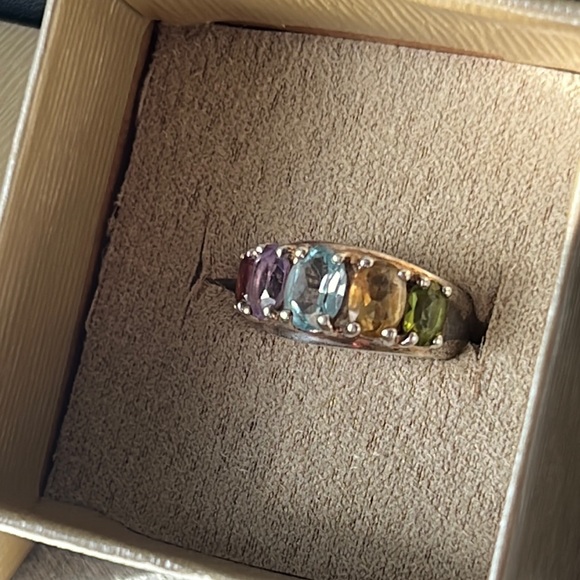 5 Rainbow gems in 925 silver ring - Picture 4 of 5